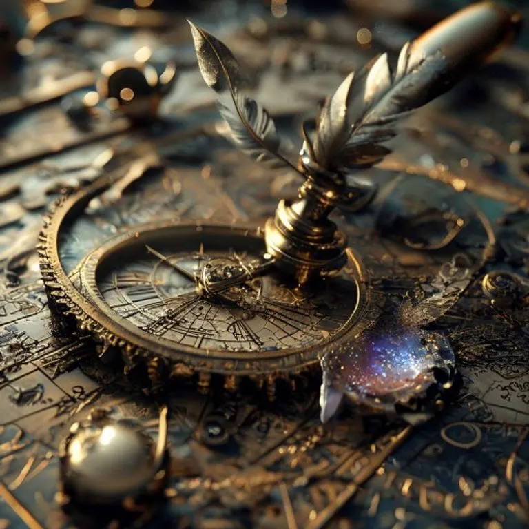 Pintura abstracta de un vórtice de colores con símbolos ocultos de astrología y escritura