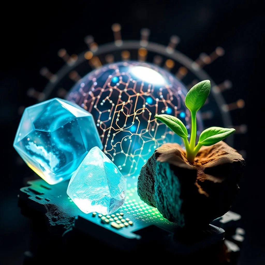 Visualización abstracta de datos climáticos con patrones de luz y sombra en un paisaje brumoso.