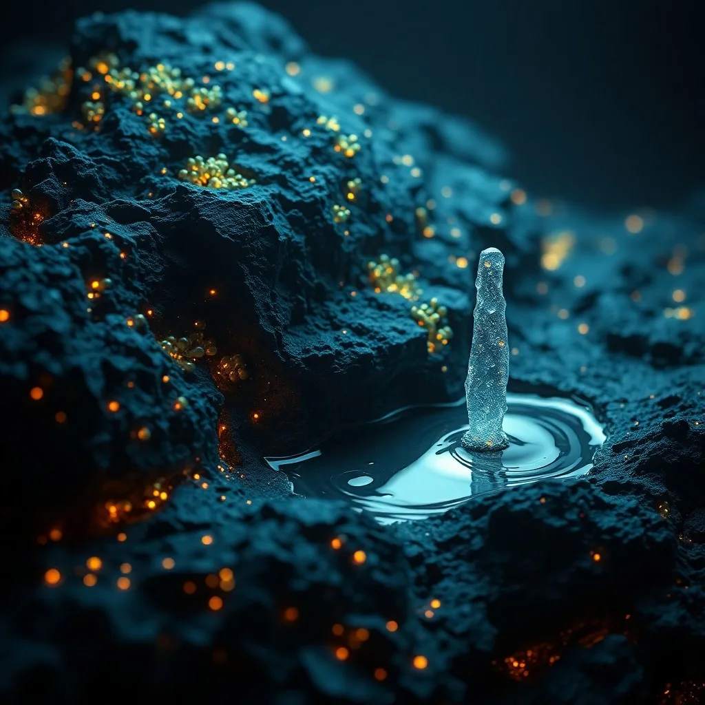 Escultura de ADN en hielo con partículas bioluminiscentes