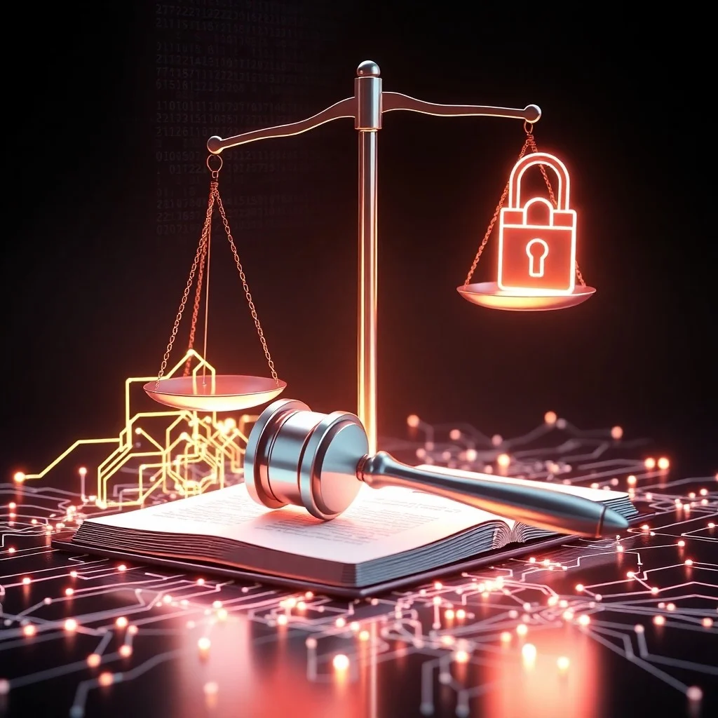 Render 3D abstracto de una bóveda transparente y segura con flujos de datos digitales, representando la inmutabilidad y transparencia de las transacciones blockchain.