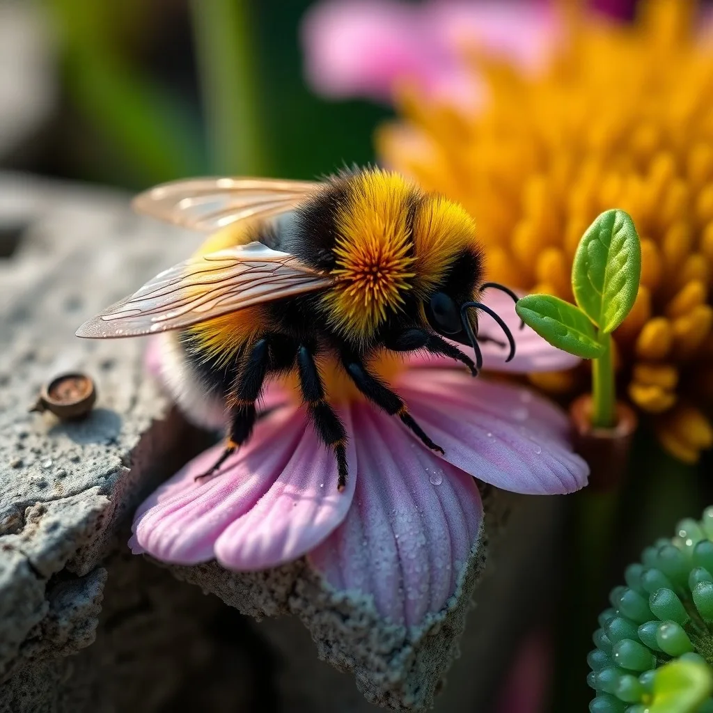 Pintura de acuarela de un bote de pesticida junto a una flor marchita en el asfalto
