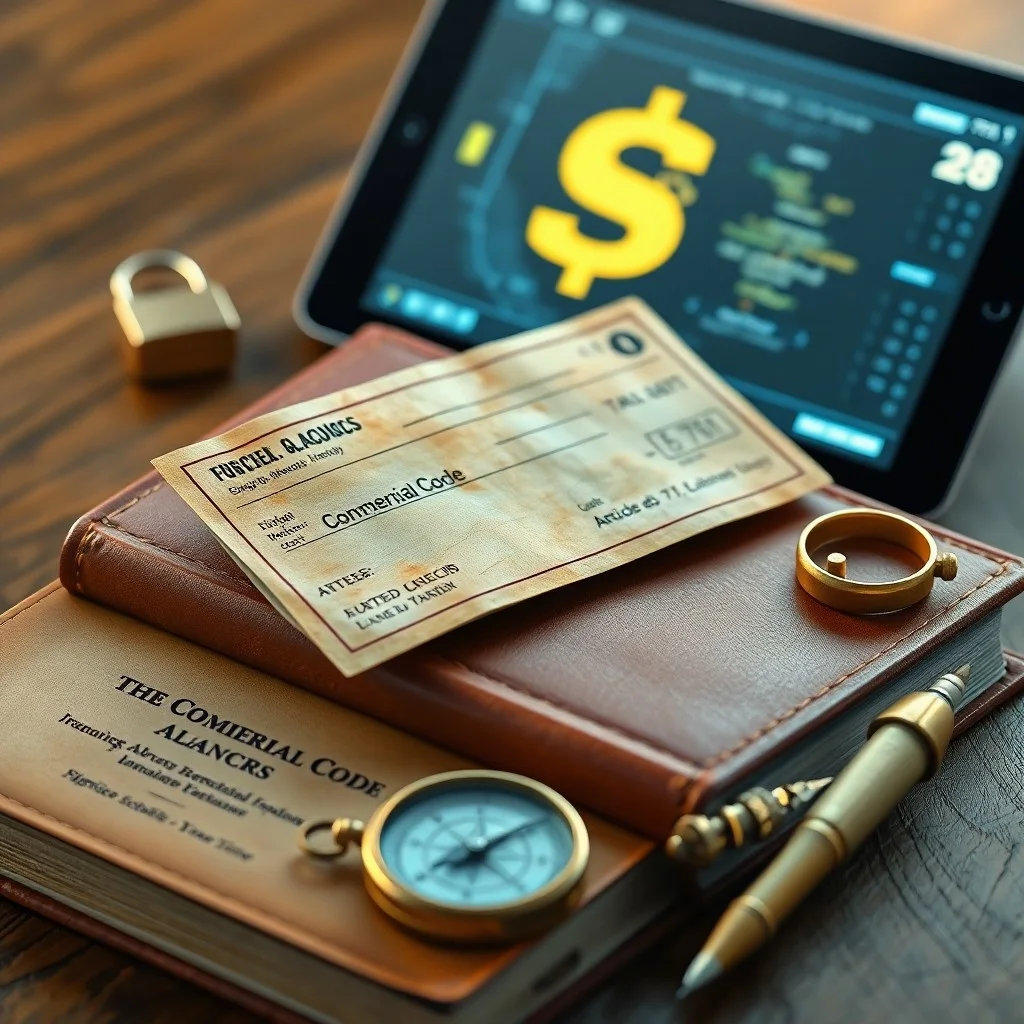 Un smartphone moderno con una aplicación de pago digital junto a una pila de cheques de viajero antiguos y descoloridos.