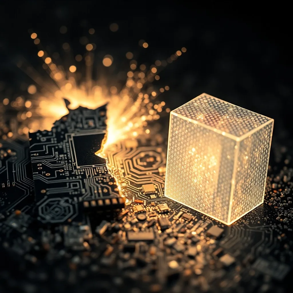 Bloques de datos formando un escudo alrededor de un candado antiguo