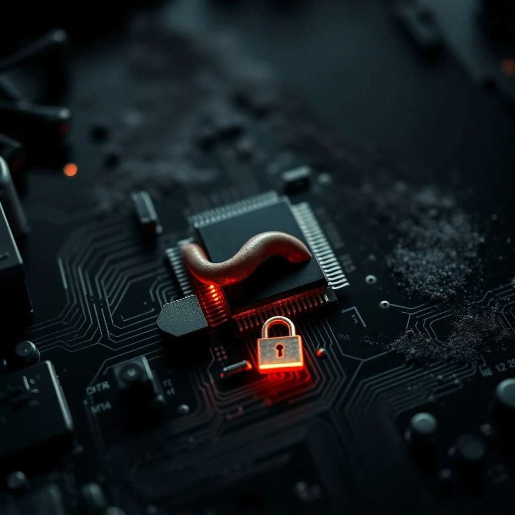 Escudo digital fragmentado con grietas rojas