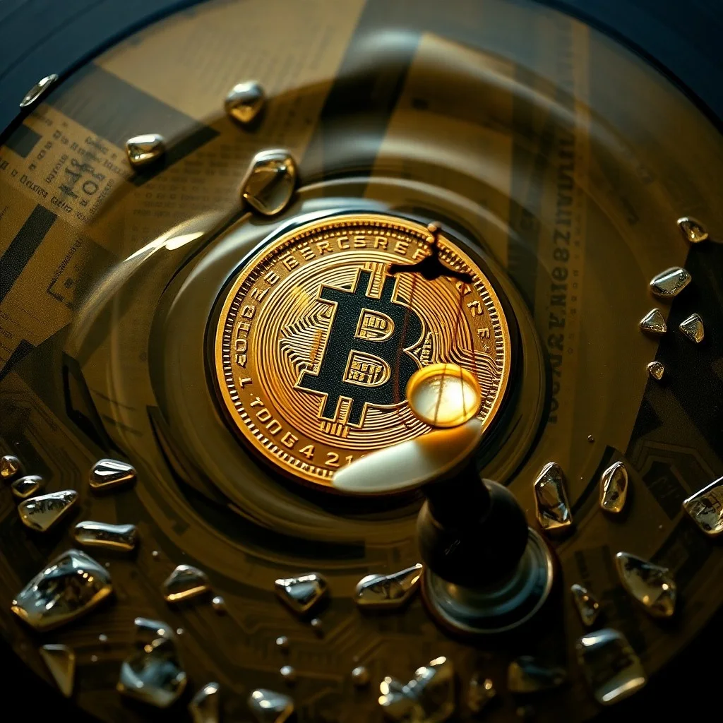 Escritorio ordenado con un libro de leyes de cuero antiguo, una tableta moderna mostrando una interfaz de explorador de blockchain y un pequeño candado metálico intrincado, con luz suave y enfocada.