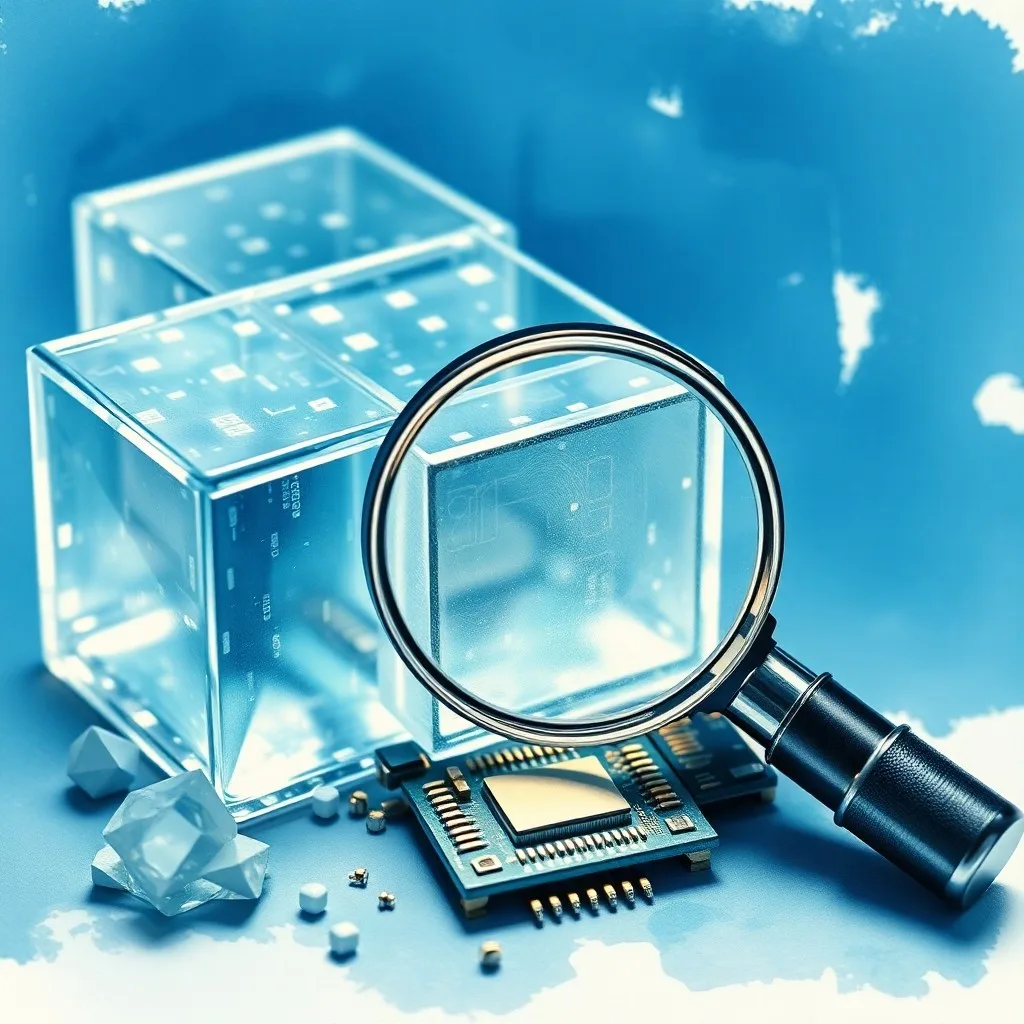 Pintura al óleo conceptual de engranajes interconectados, uno transparente, con líneas de datos abstractas, simbolizando la gobernanza abierta y la innovación.
