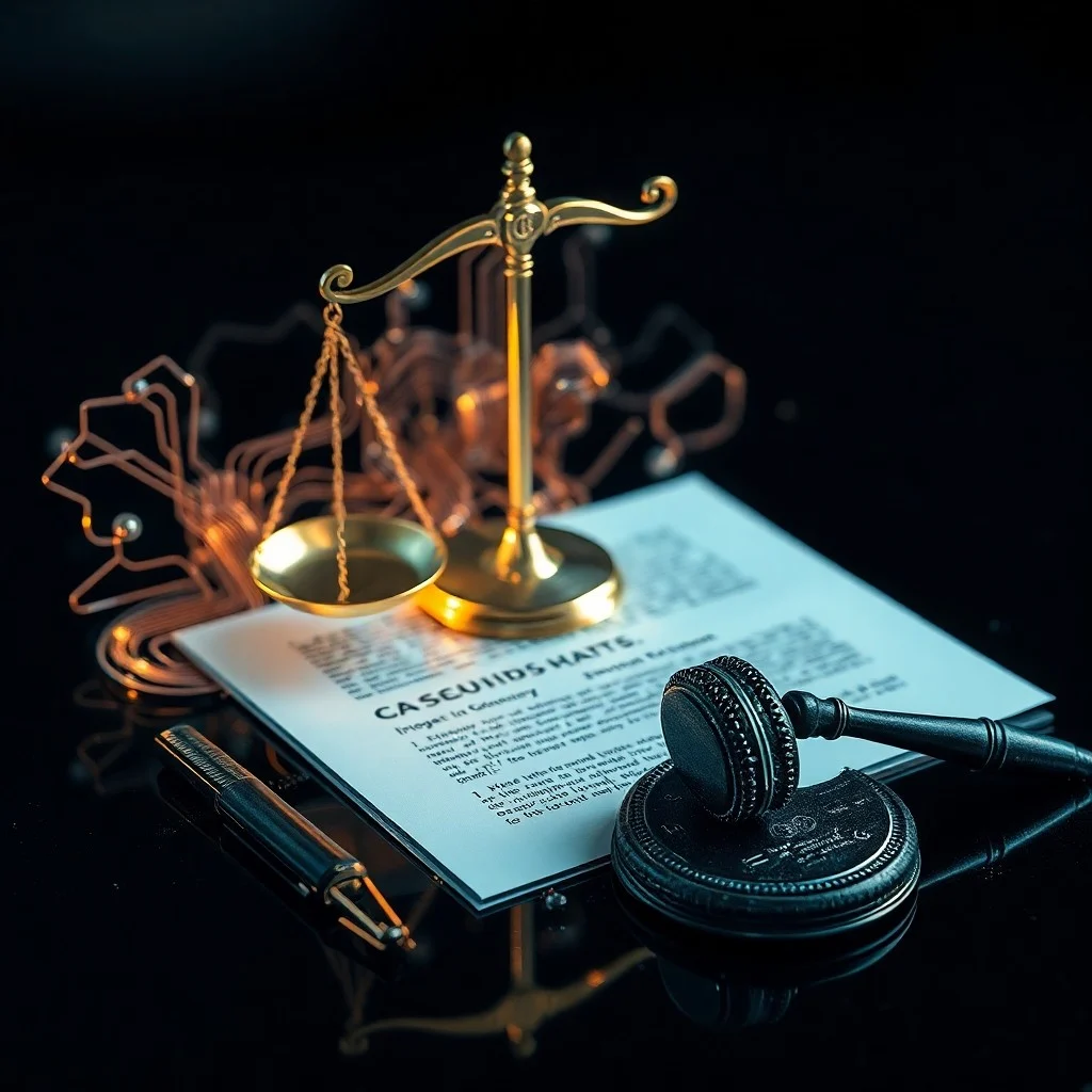 Máquina de escribir con circuitos y libros de leyes