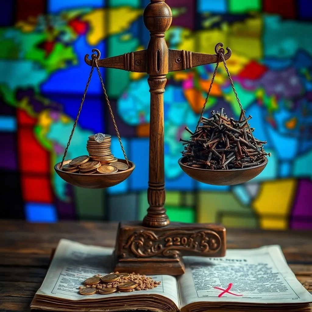 Fotografía still-life de libros de contabilidad antiguos, una pluma y monedas sobre un escritorio de madera, representando las herramientas de las políticas fiscales.