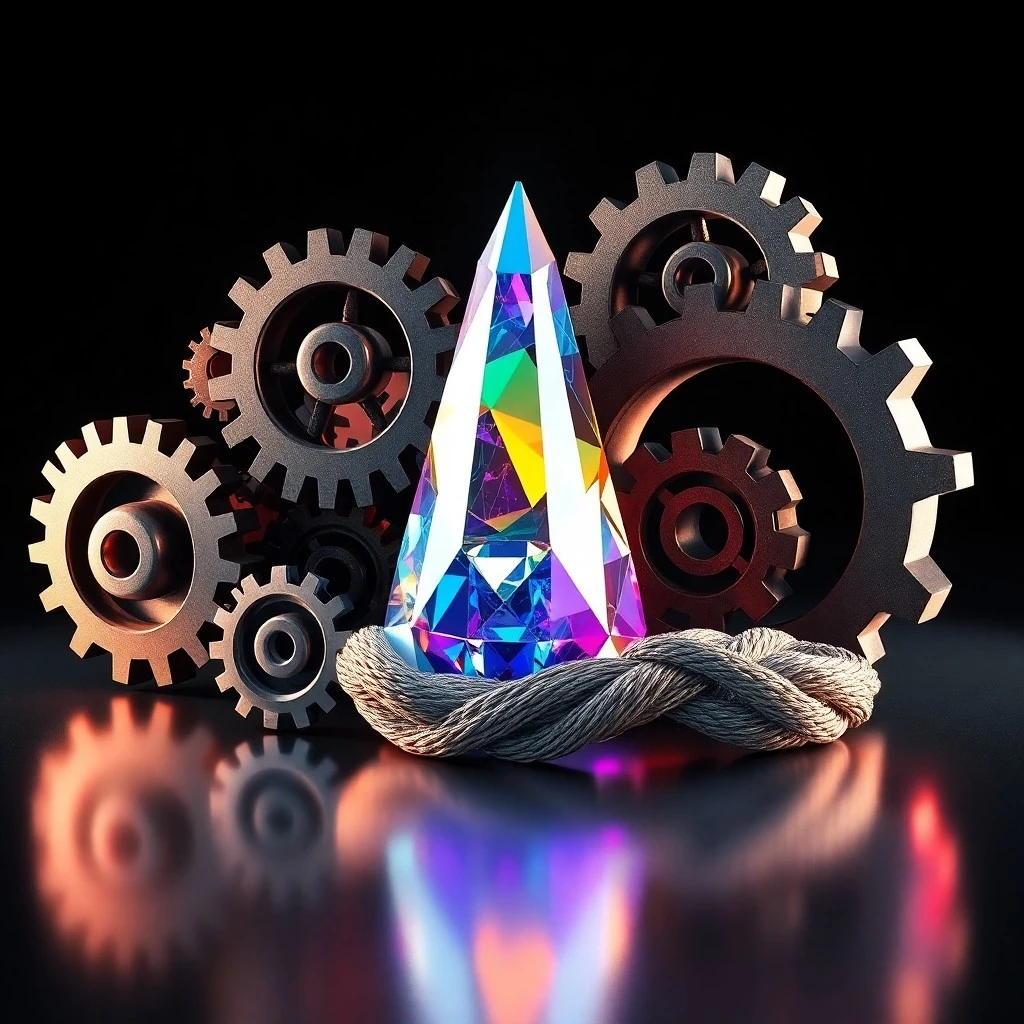 Arte conceptual de vías neuronales interconectadas y figuras abstractas luminosas que se fusionan en una red futurista, simbolizando la diversidad de ideas y la colaboración.