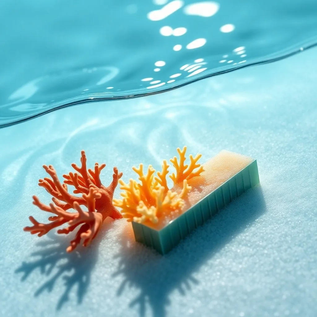 Arte conceptual de una escena submarina con corales y peces luminosos, simbolizando la biodiversidad y la tecnología en armonía.