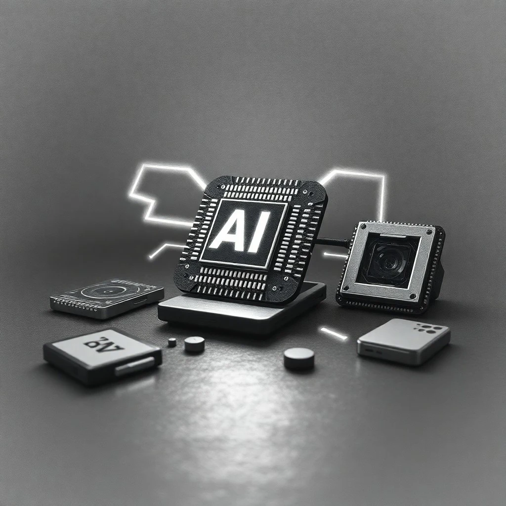 Sensores analógicos antiguos reflejando datos digitales, simbolizando la integración de tecnologías en la Edge AI.