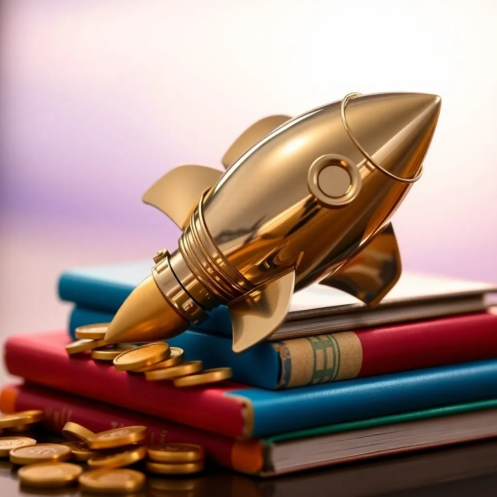 Escritorio organizado con abaco, monedas y libro de ahorro