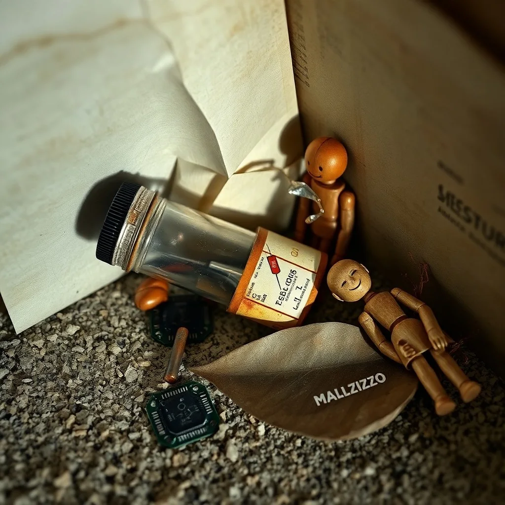 Equipo de laboratorio vintage en una mesa de madera