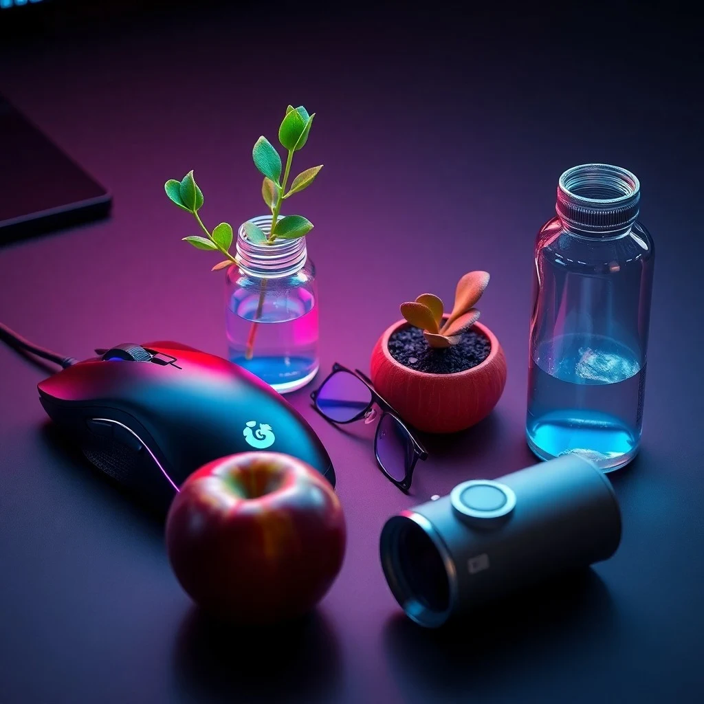 Ilustración 3D de una mano esquelética brillante interactuando con un ratón futurista, mostrando puntos de tensión en las articulaciones, sobre un fondo tecnológico oscuro.