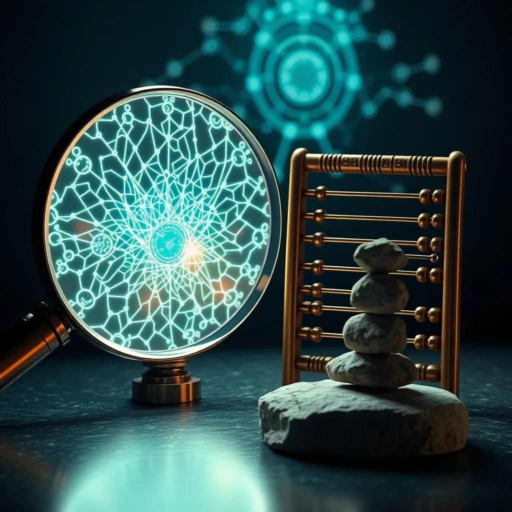 Pintura conceptual de una brújula antigua apuntando a un horizonte digital, rodeada de pergaminos y tabletas, simbolizando la estrategia SEO.