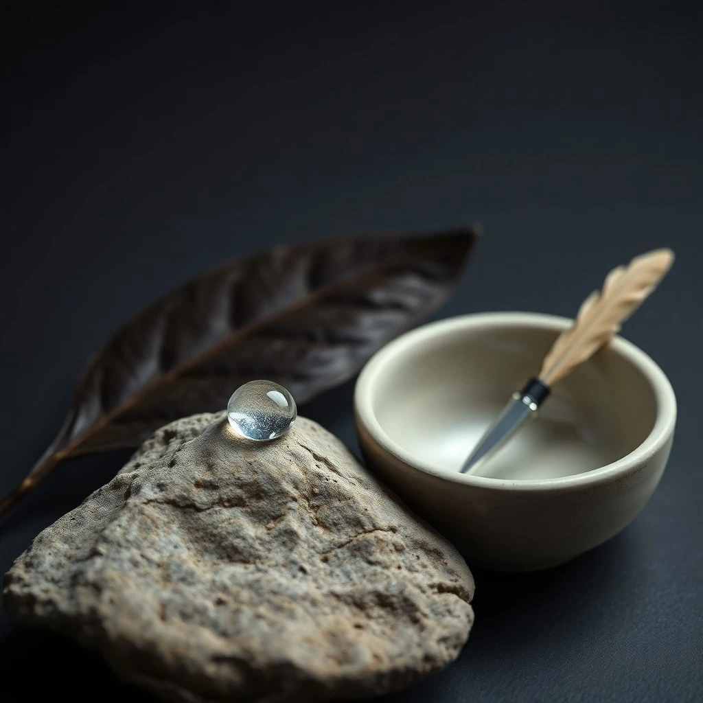 Piedras zen equilibradas en superficie reflectante con luz etérea