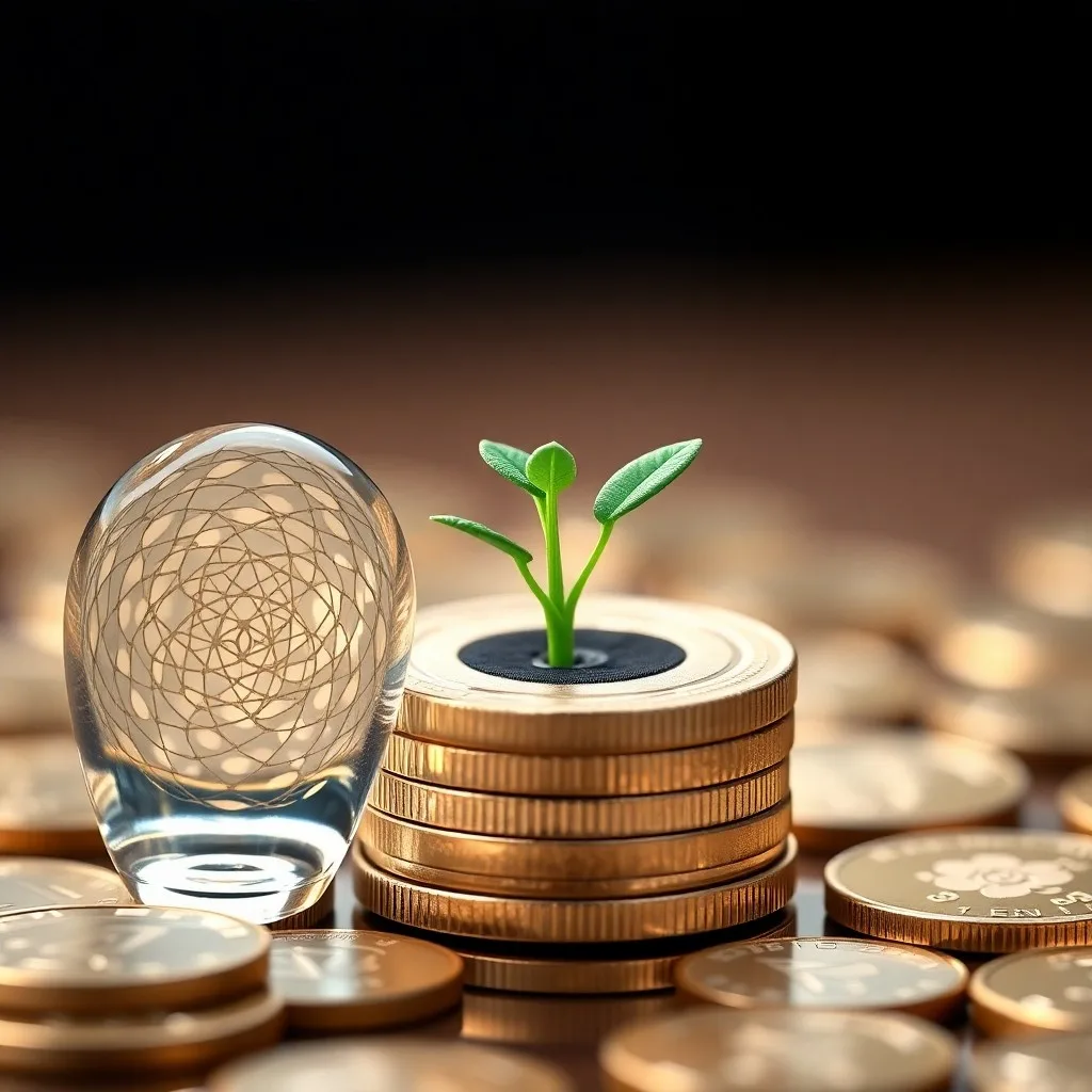 Lupa sobre un informe financiero con hojas verdes, junto a un globo terráqueo, iluminado por luz natural.