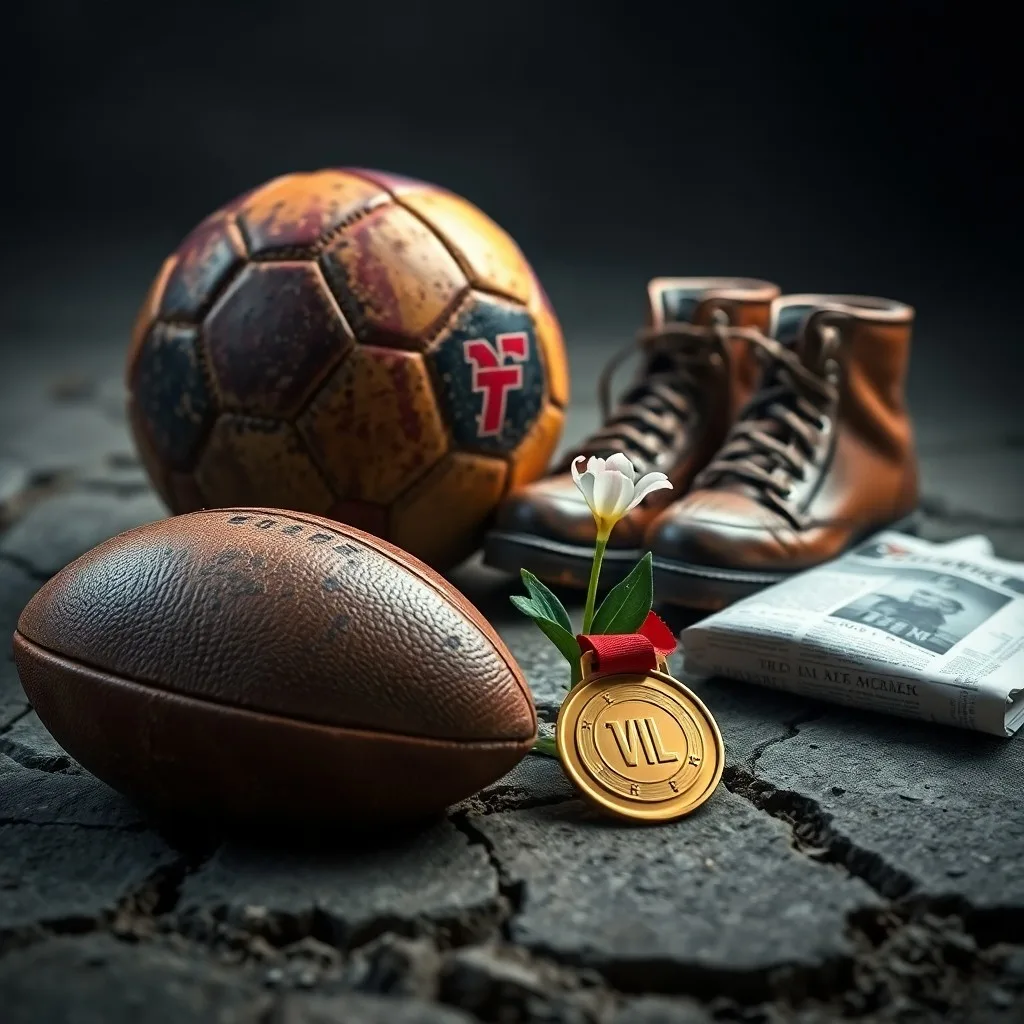 Ilustración 3D de engranajes dorados y flores emergiendo de un balón de fútbol, simbolizando el crecimiento y la profesionalización del deporte femenino.