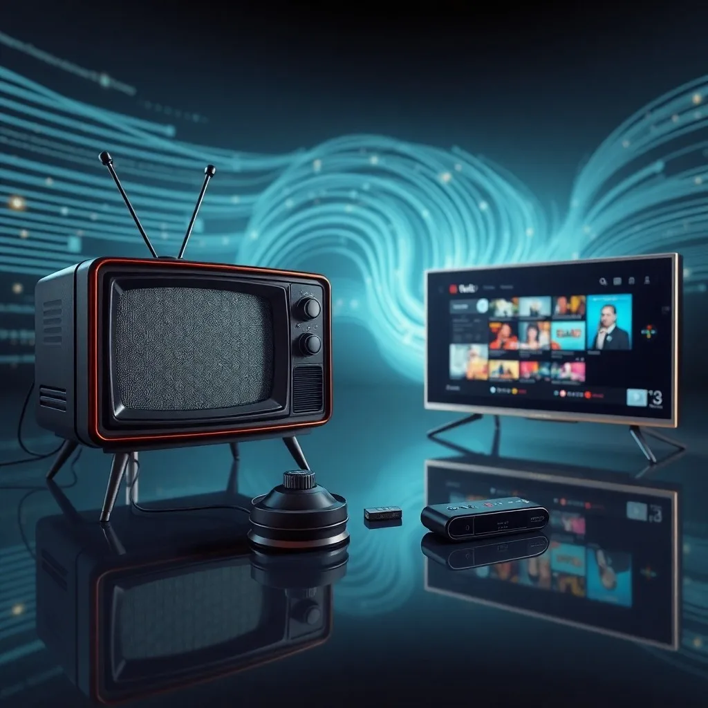 Pantalla de televisión moderna con interfaz de streaming, simbolizando la conectividad y el entretenimiento digital.