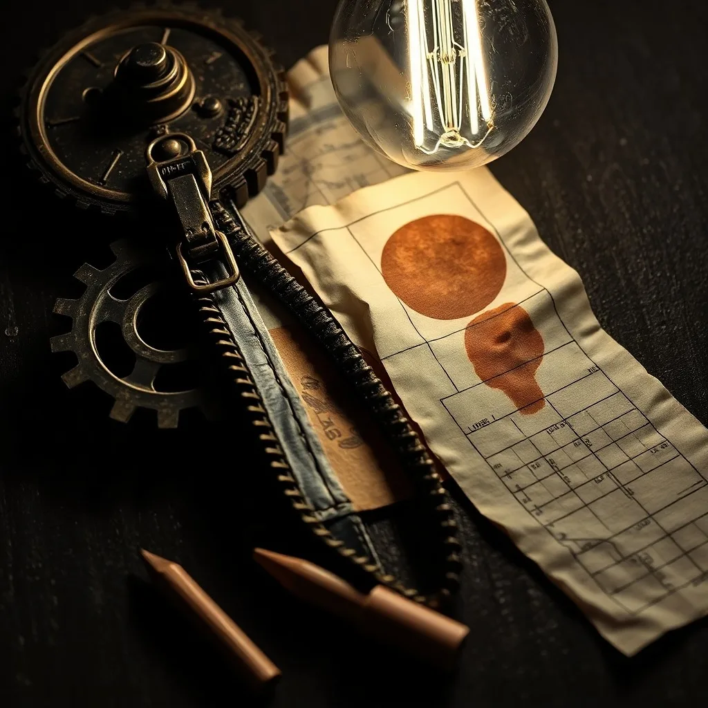 Ilustración digital 3D de un abrojo metálico junto a un rollo de velcro plateado.