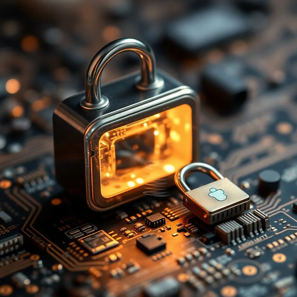 Diario antiguo y gafas sobre un escritorio, con un dispositivo de cerradura inteligente en la sombra, simbolizando la privacidad personal frente a la tecnología.