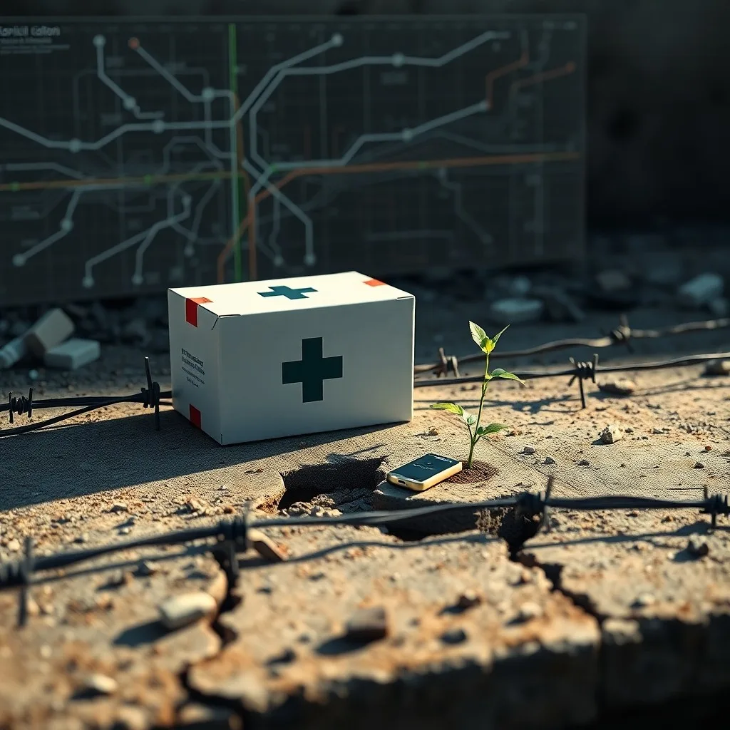 Representación abstracta de la tecnología blockchain para ayuda humanitaria