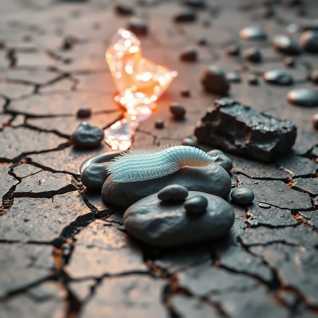 Un hueso de animal antiguo y seco en un desierto árido, evocando la resiliencia y la desolación de los ambientes extremos.