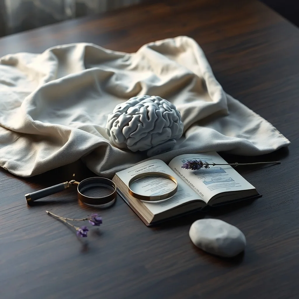 Fotografía surrealista de un antiguo despertador derritiéndose en un paisaje onírico y suave, con bordes borrosos y una luz cálida y reconfortante, simbolizando el tiempo, el descanso y la interrupción del sueño.