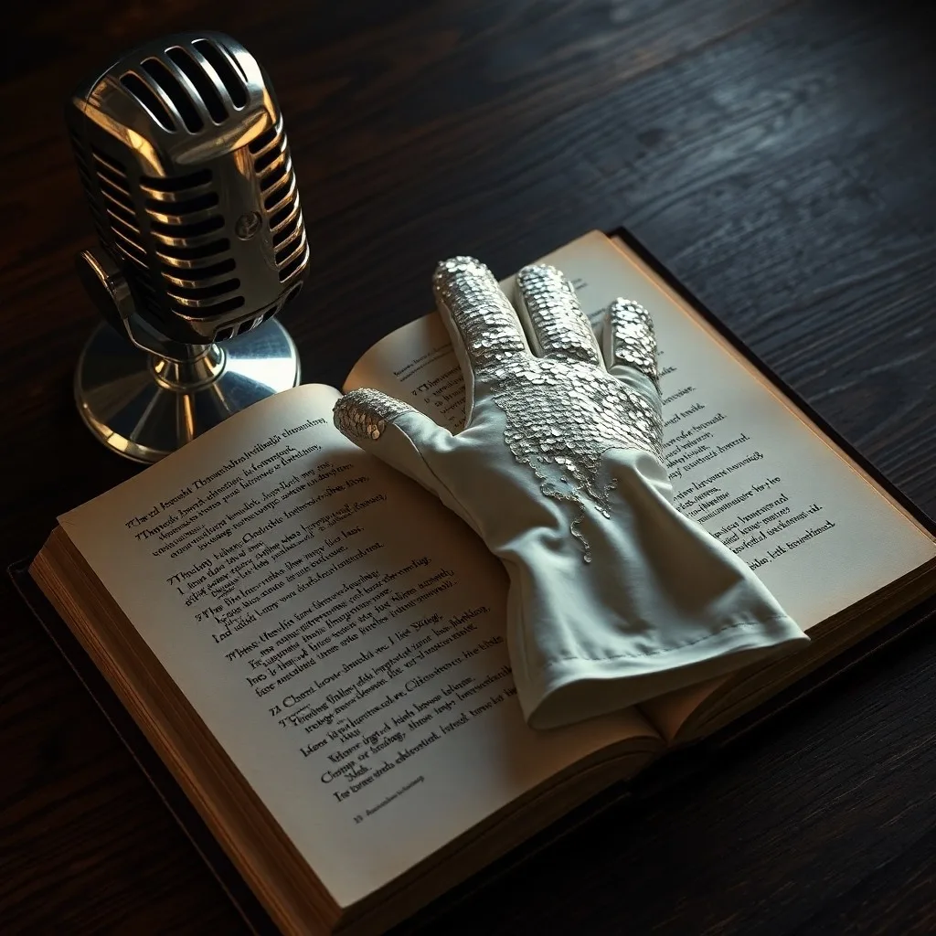 Un estudio de grabación vintage con una consola analógica, un micrófono clásico de condensador, y partituras con arreglos vocales complejos, iluminado por una luz suave que resalta la textura de los objetos. No hay personas visibles en la imagen.
