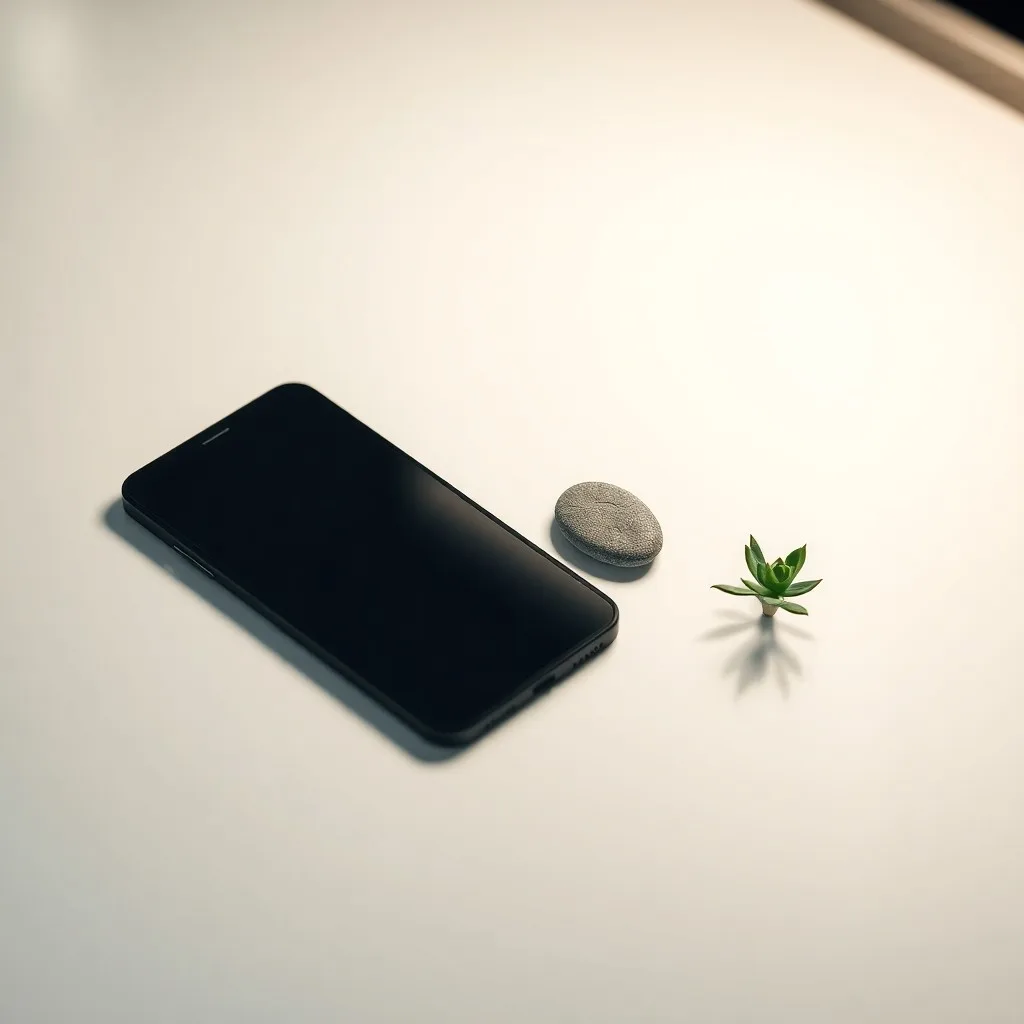 Fotografía de bodegón de un reloj de arena sobre libros y un smartphone apagado, simbolizando la gestión del tiempo y la desconexión.