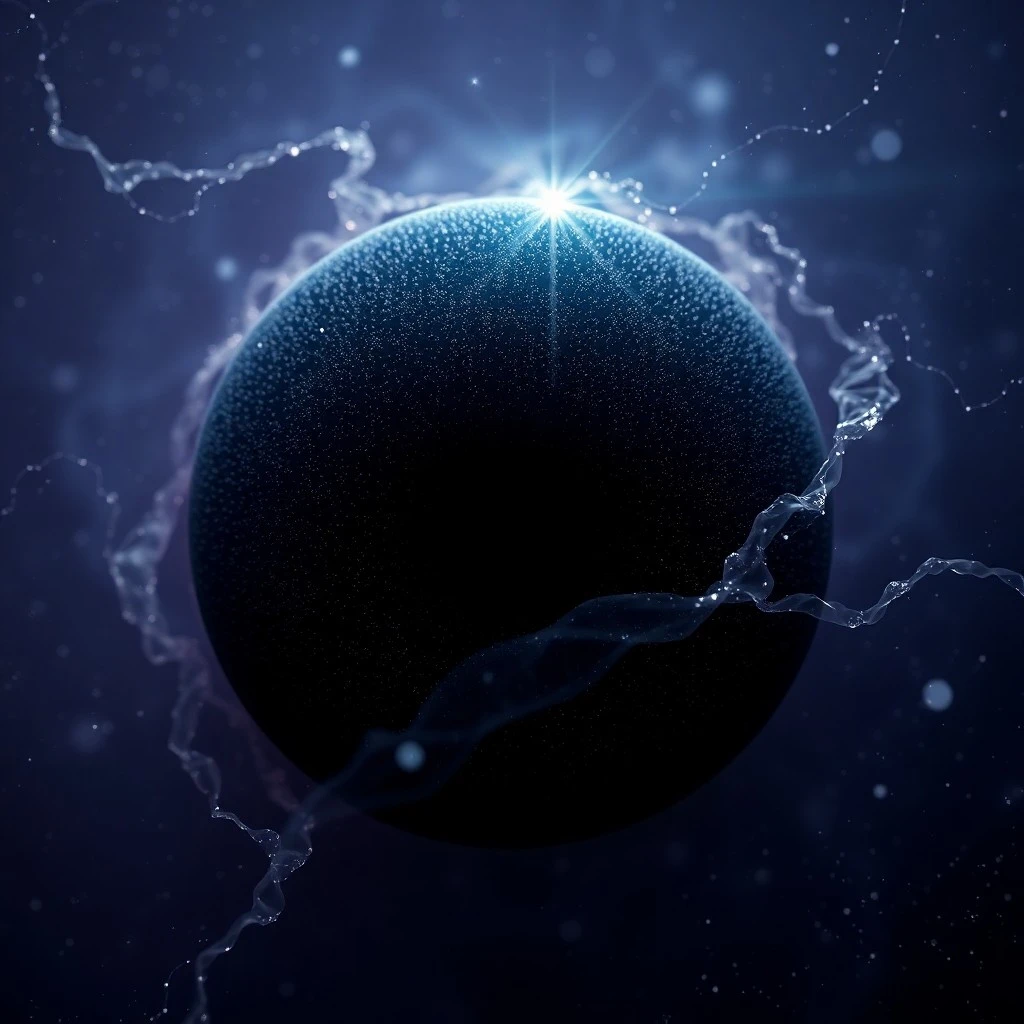 Arte conceptual abstracto de patrones geométricos y luz etérea que representan el tejido del espacio-tiempo distorsionado.