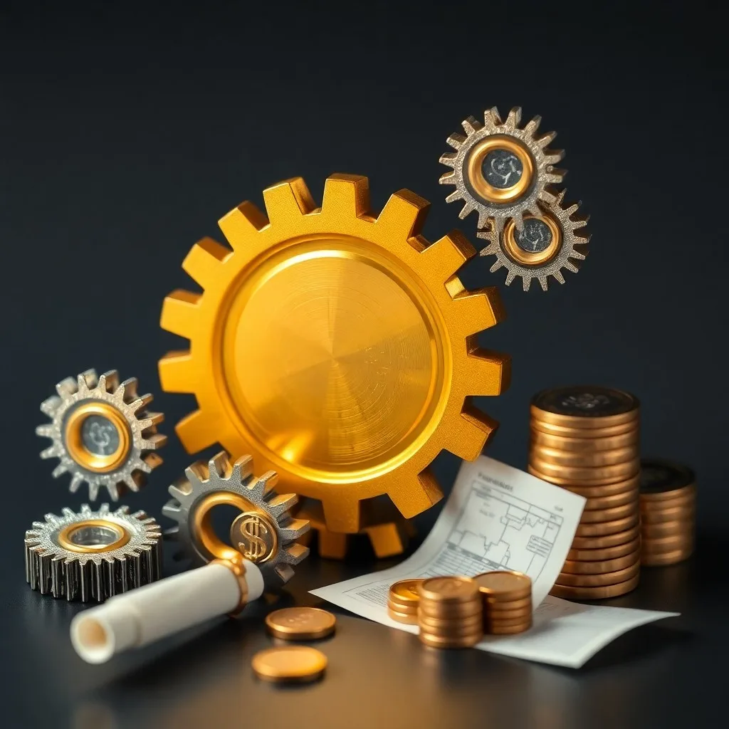 Balanza conceptual con iconos de riesgo y recompensa, fondo de gráfico de mercado.