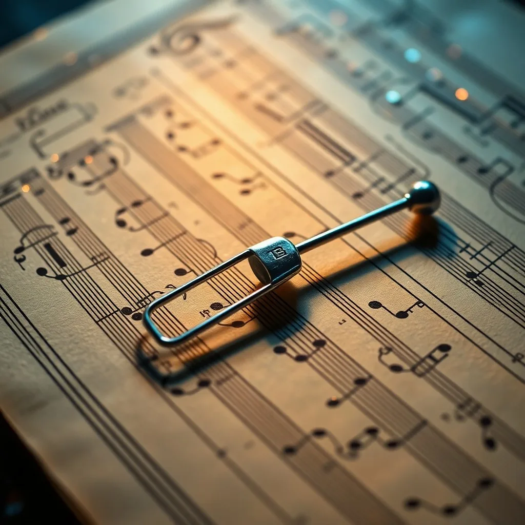 Sintetizador vintage con tablet mostrando interfaz de composición musical IA, auriculares de estudio, libros de teoría musical, pintura al óleo hiperrealista