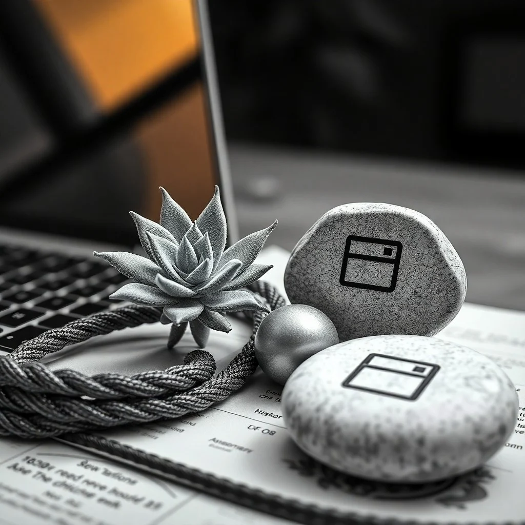 Fotografía de un escritorio de oficina en casa ergonómico con laptop, planta y taza de café, iluminado por luz natural.