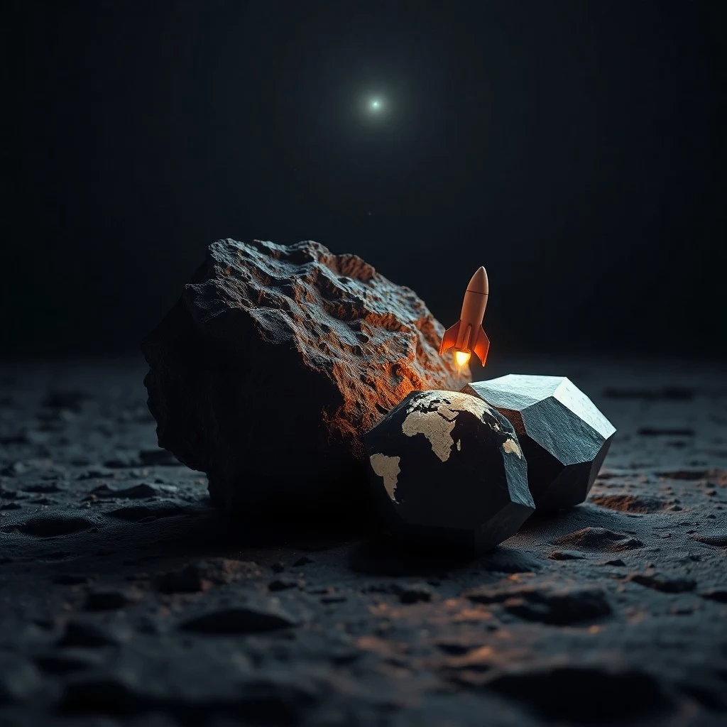 Hologramas de mapas de recursos lunares y marcianos en una mesa de conferencias futurista