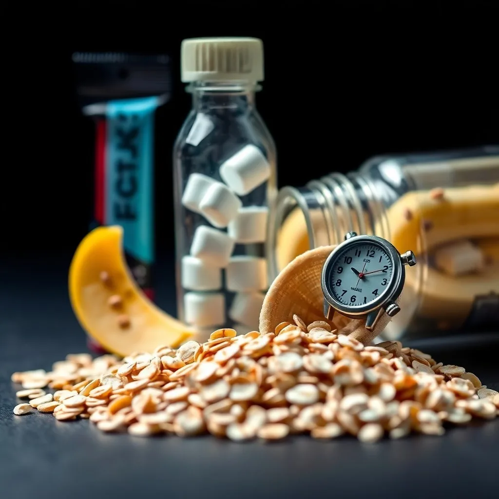 Bodegón de elementos nutricionales para atletas de resistencia