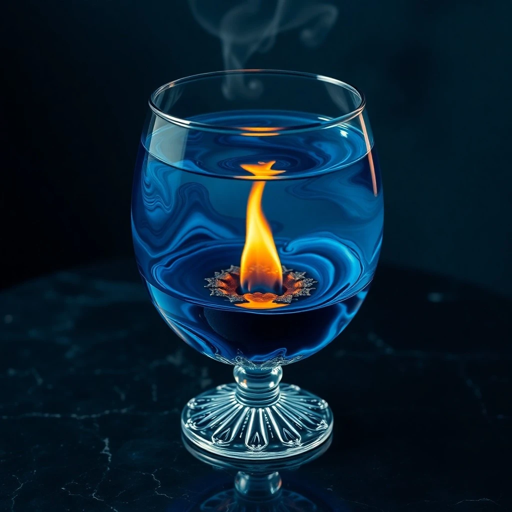 Digital painting of intertwining fire and water energy currents