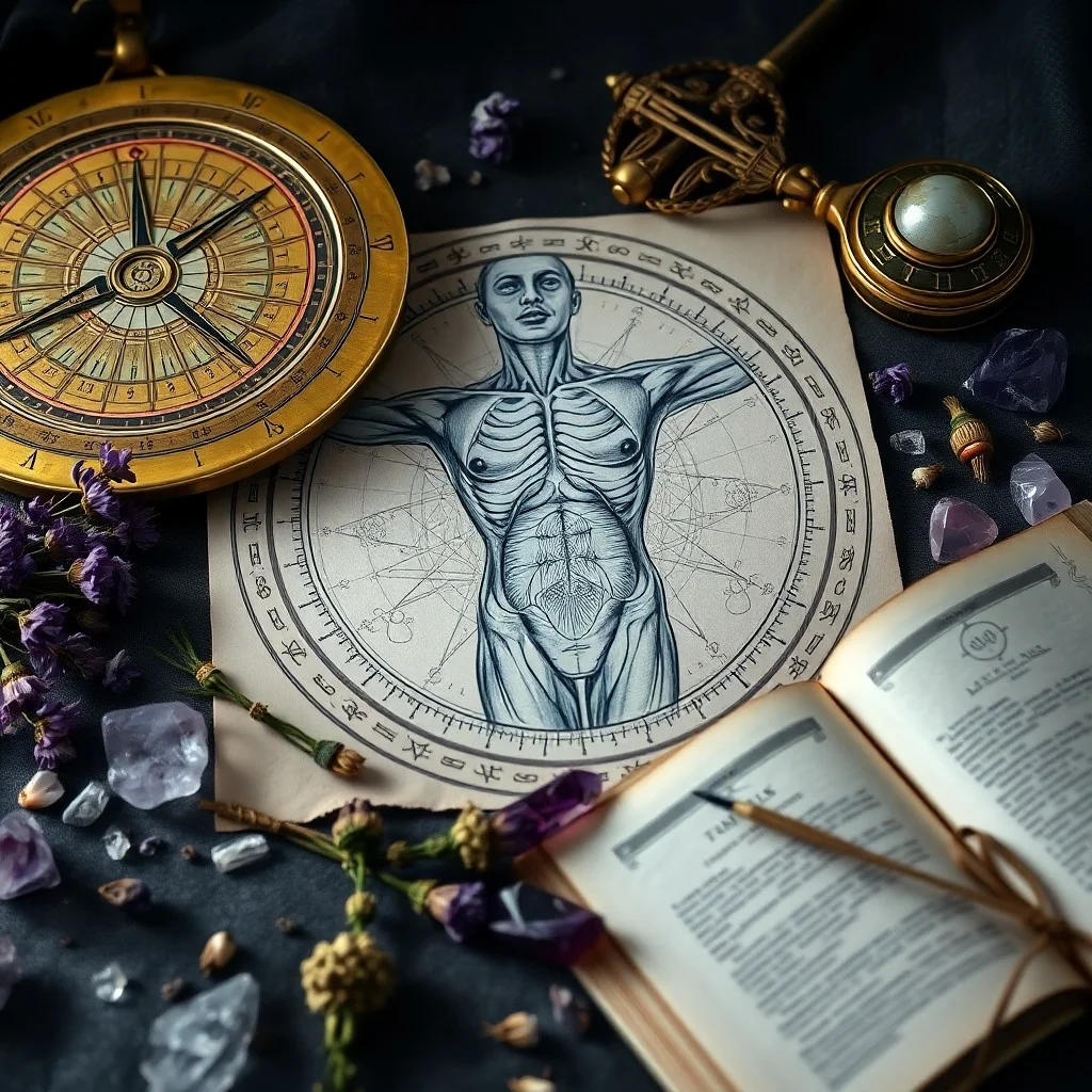 Abstract art of astrological charts and human energy fields