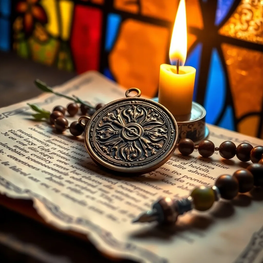 Un pergamino antiguo con caligrafía latina y un plumín, evocando la sabiduría y la tradición monástica de San Benito.