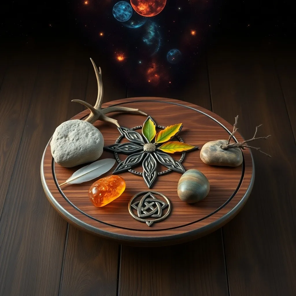 Pintura de acuarela de piedras de río oscuras dispuestas en espiral, reflejando el cielo crepuscular, con una rama de sauce en el marco.