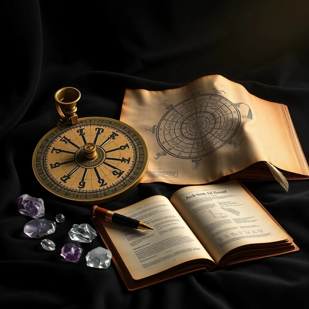 A fragmented mirror reflecting a celestial map, with each shard showing a different astrological symbol or planetary alignment. The mirror pieces are arranged on a dark, reflective surface, creating a mosaic of cosmic insights.