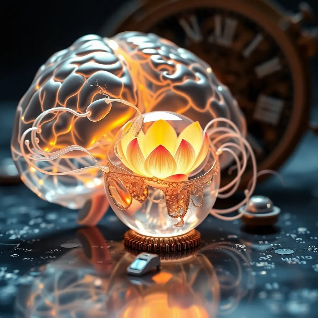 Pintura abstracta de acuarela del cerebro humano con áreas resaltadas en colores vibrantes, simbolizando cambios neuroplásticos.