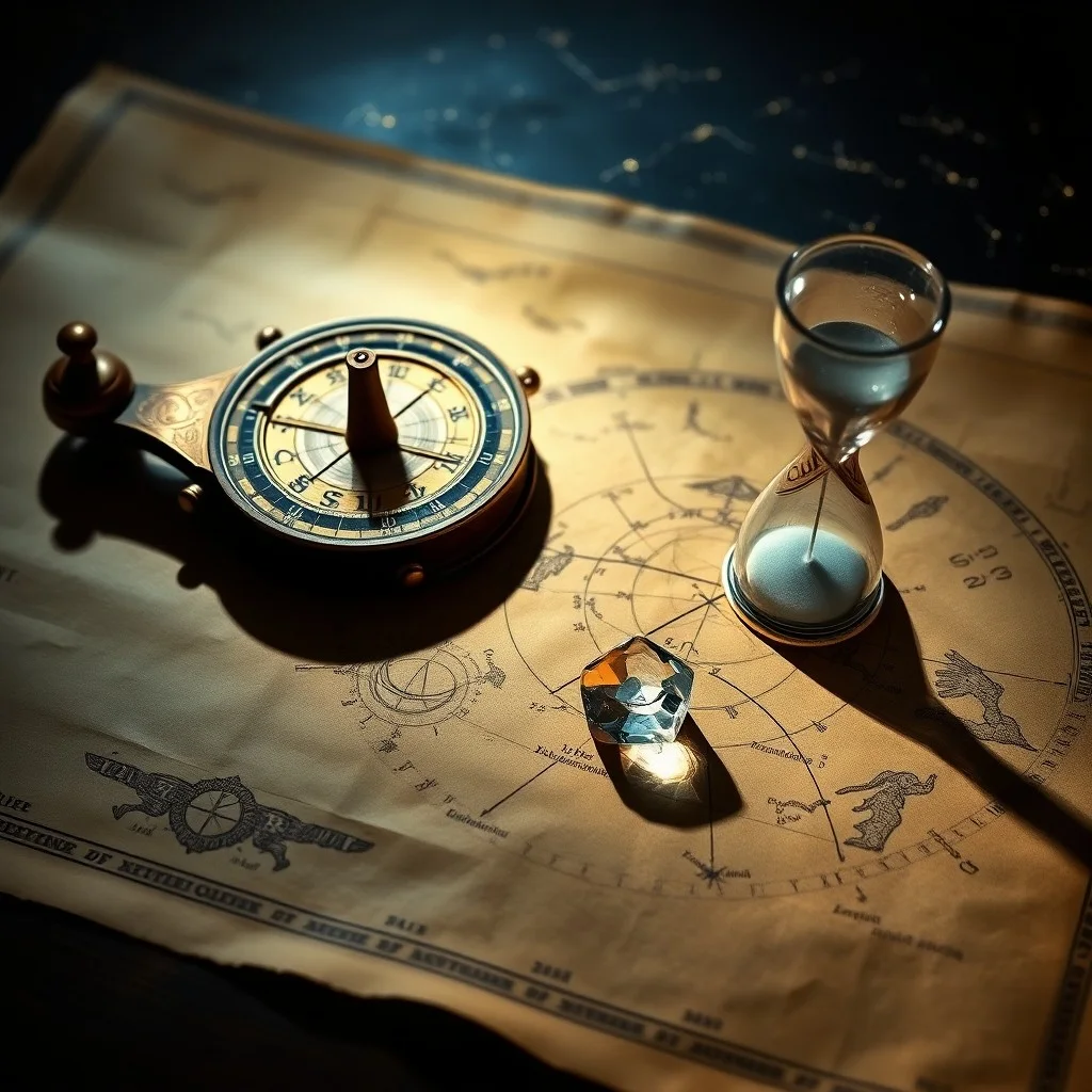 La Precisión de los Grados Zodiacales Reloj cósmico con engranajes y marcadores numéricos que representan los grados del zodiaco.