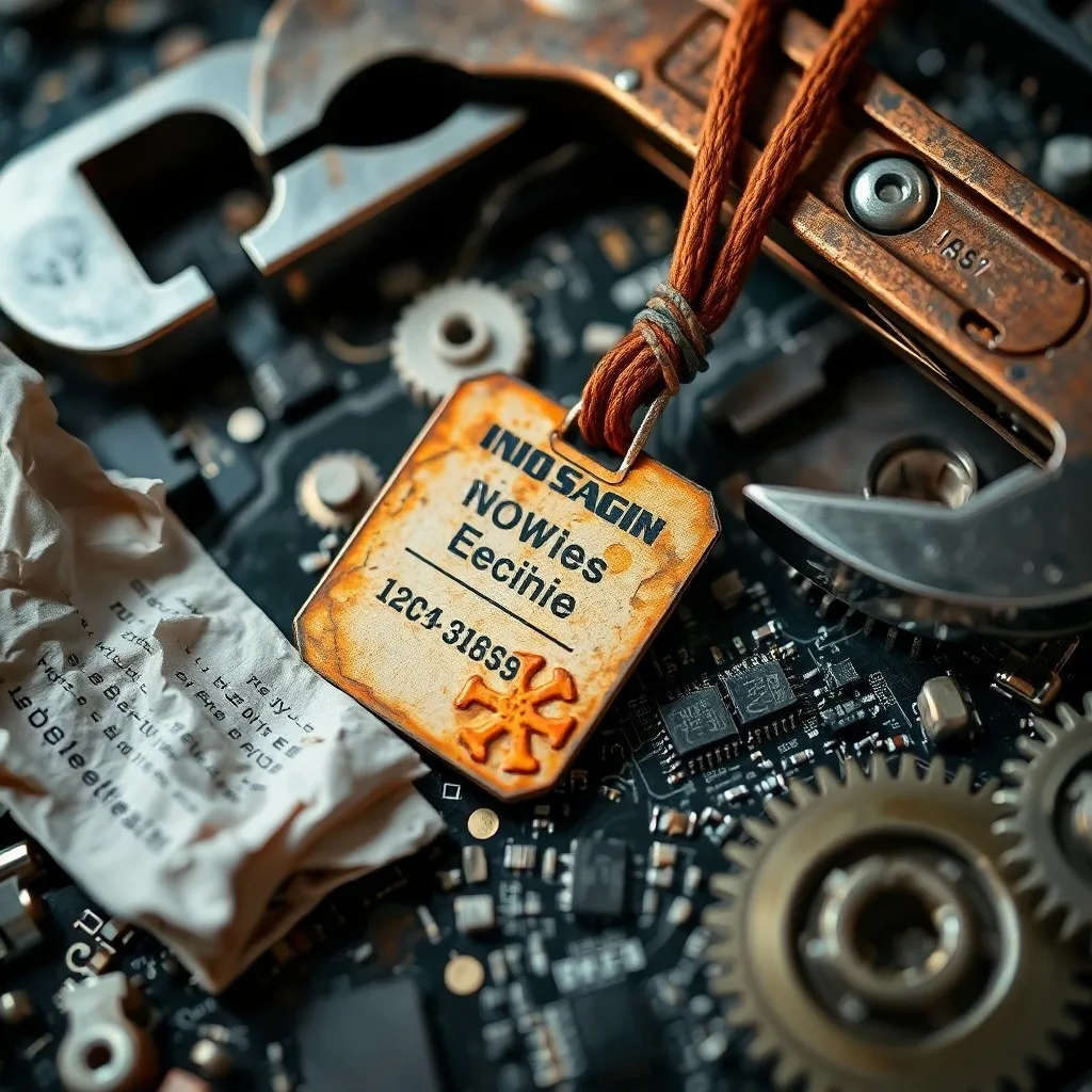 Fotografía de un maletín de cuero con planos digitales y un engranaje metálico, representando la evolución tecnológica en la economía.