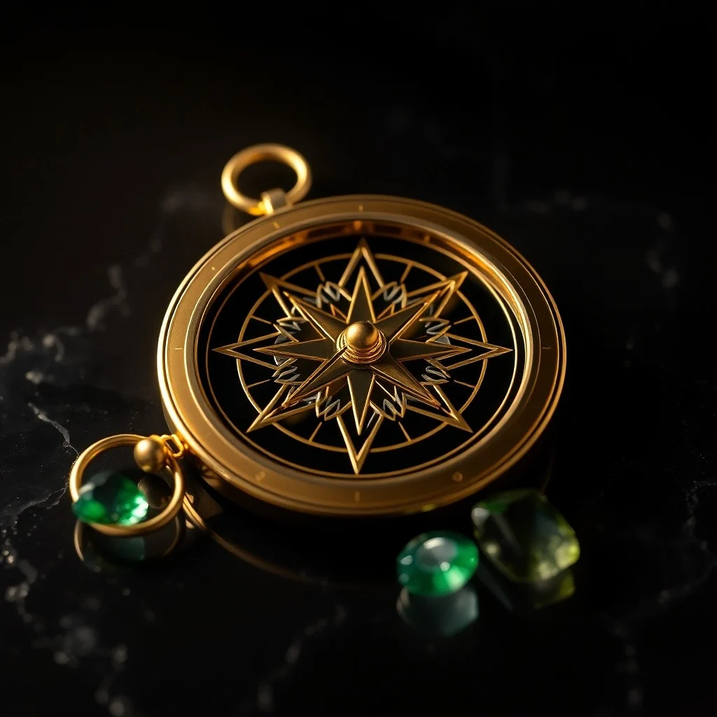 Abstract 3D render of a golden key resting on an ancient scroll, surrounded by geometric cosmic patterns.
