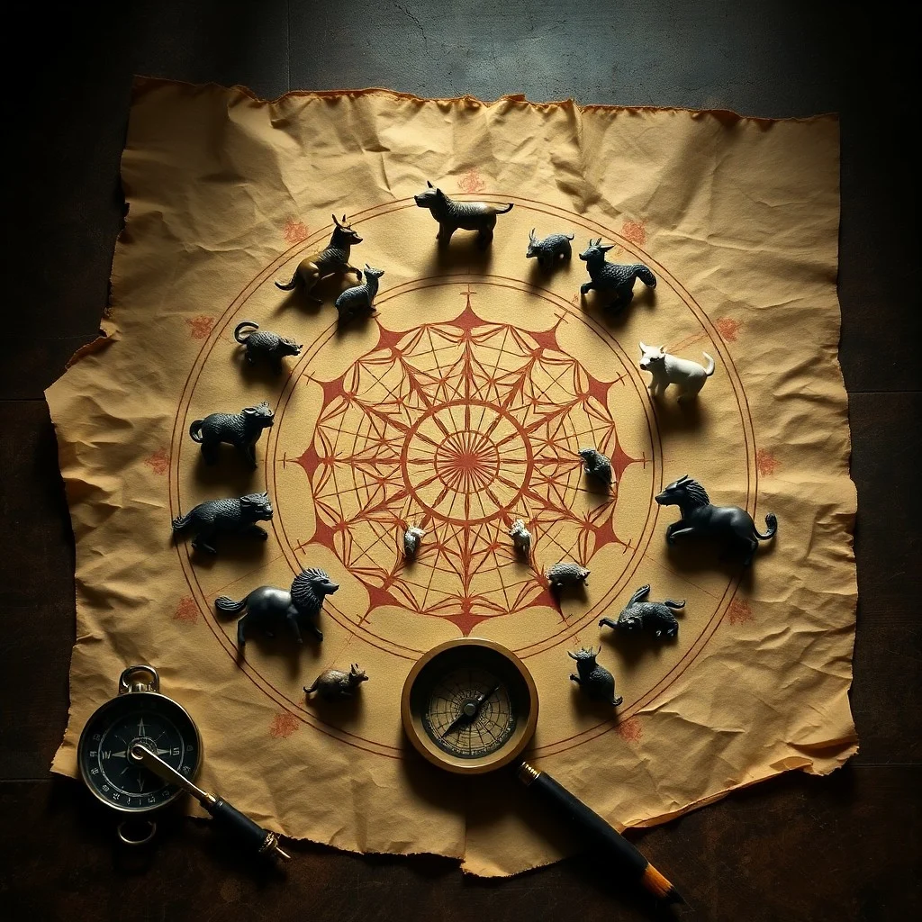 Still life of ancient Chinese coins and modern currency intertwined on a weathered scroll, symbolizing the flow of economic trends through time.