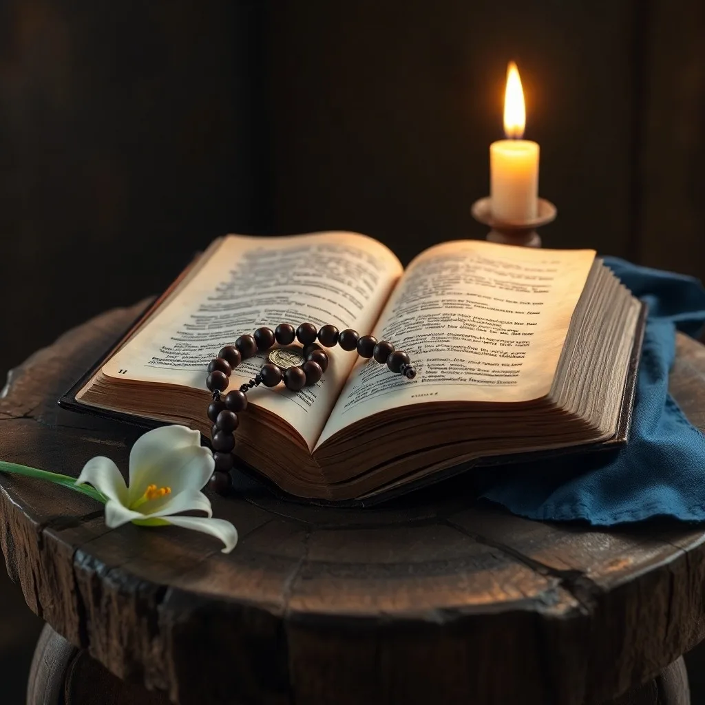 Pintura abstracta de una paloma ascendiendo de figuras silueteadas, llevando un orbe brillante hacia una cruz estilizada.