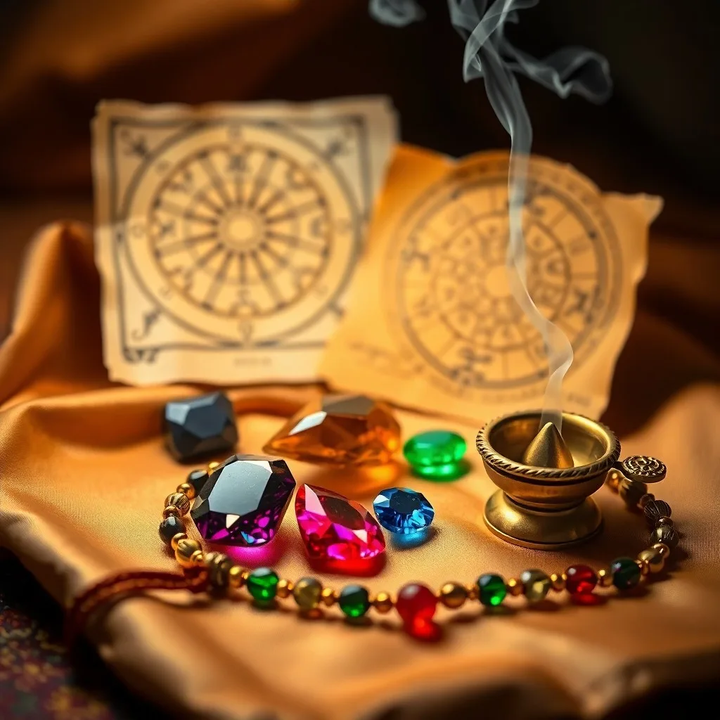 Arte conceptual de ondas sonoras de un símbolo Om en sánscrito, entrelazadas con patrones geométricos de yantras, en acuarela.