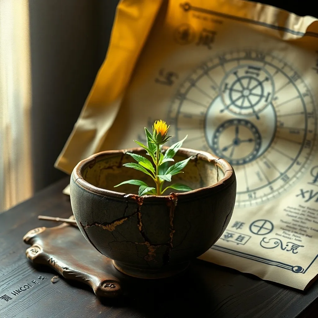 A complex, holographic projection of a birth chart spinning above an ornate wooden table, surrounded by antique brass compasses, a feather quill, and an open leather-bound book with celestial diagrams.