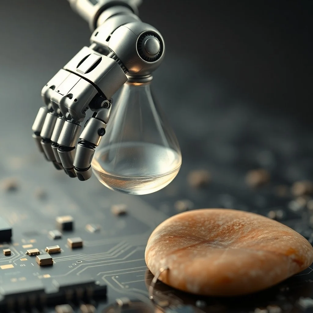 Engranajes y circuitos entrelazados con siluetas humanas, representando los dilemas éticos y la integración tecnológica.